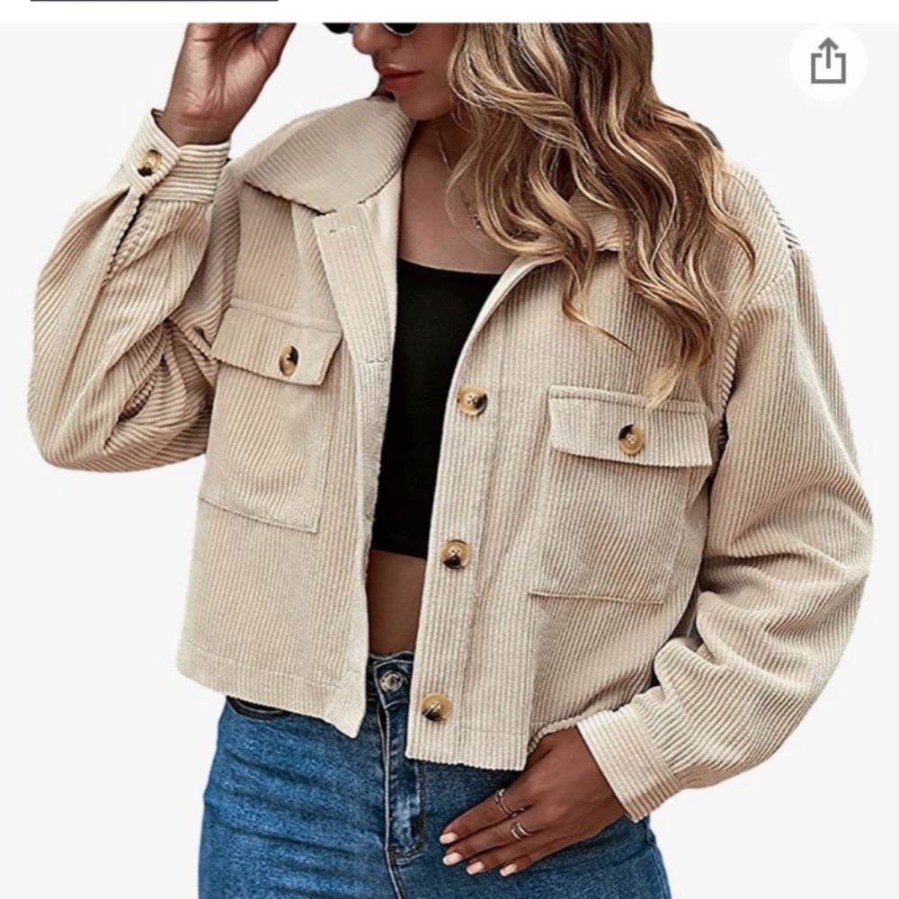 Cropped Corduroy Shacket Jacket